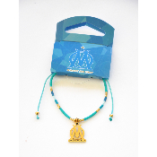 Bracelet OM perle MIYUKI cyan, Charm's logo Gold.
