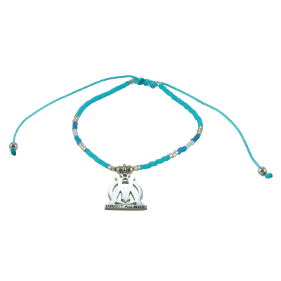 Bracelet OM perle MIYUKI cyan, Charm's logo Silver.
