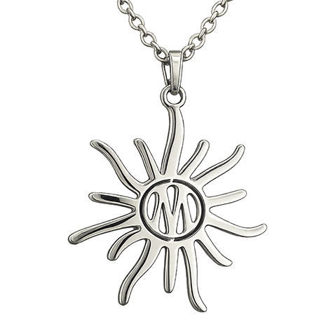 Collier acier argenté soleil OM