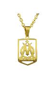 Collier pendentif fanion + chaîne, acier doré couleur OR 18k