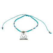 Bracelet OM perle MIYUKI cyan, Charm's logo Silver.