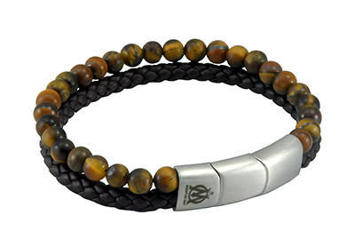 Bracelet cuir tressé + perles