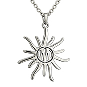 Collier acier argenté soleil OM