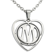 Collier acier cœur argenté