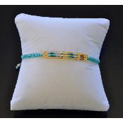 Bracelet identité OM perle MIYUKI, Gold cyan