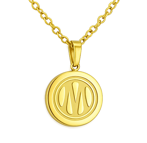 Collier acier doré logo OM plein