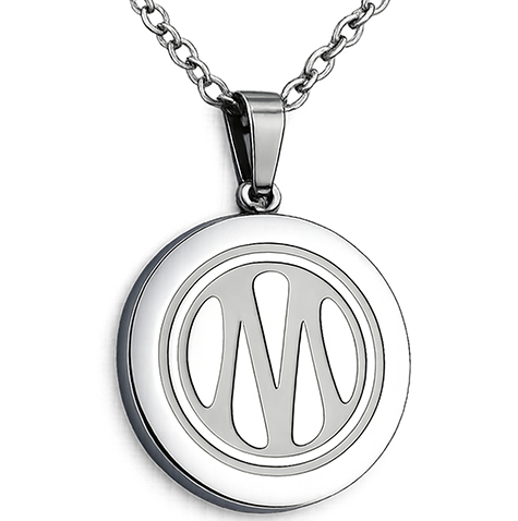Collier acier argenté logo OM plein