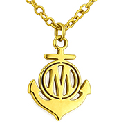 Collier acier OM ancre marine doré