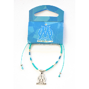 Bracelet OM perle MIYUKI cyan, Charm's logo Silver.