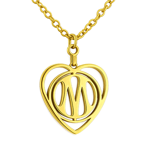 Collier acier cœur doré OM