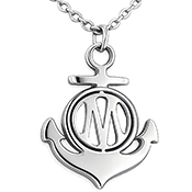Collier acier OM ancre marine argenté
