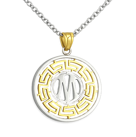 Collier logo OM acier bicolore 