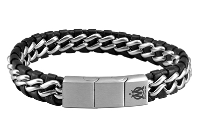 Bracelet cuir/acier tressé