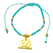 Bracelet OM perle MIYUKI cyan, Charm's logo Gold.
