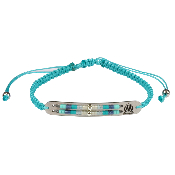 Bracelet identité OM perle MIYUKI, Silver cyan