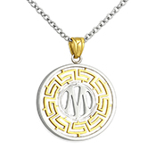 Collier logo OM acier bicolore 