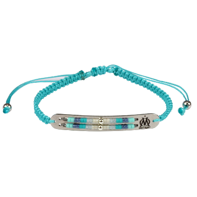 Bracelet identité OM perle MIYUKI, Silver cyan