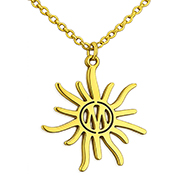 Collier acier doré soleil OM
