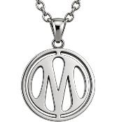 Collier acier gris logo OM ajouré 