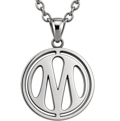 Collier acier gris logo OM ajouré 