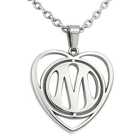 Collier acier cœur argenté