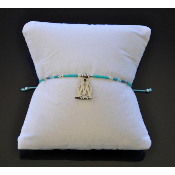 Bracelet OM perle MIYUKI cyan, Charm's logo Silver.